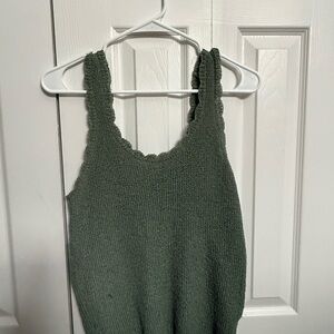 Sleeveless Knit Tank Top in Olive Green